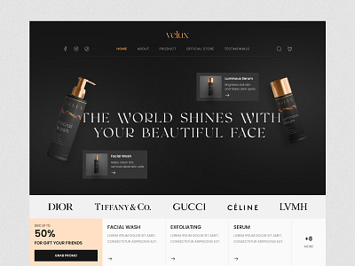 (hero) velux - Cosmetic Website Design beauty body care clean cosmetic cosmetic website makeup minimal minimalist skincare skincare website store ui ux