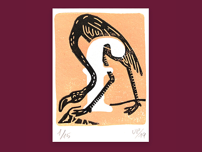 "F" for 36daysoftype 2019 36 days of type lettering 36daysoftype art print artprint bird bird icon bold flamingo icon illustration lettering linocut logo type art type challenge