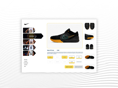 Single product page UI design basketball branding clean design graphic design icon kobe bryant lakers nba nike nike air product sport ui uidesign ux web web design webdesign white