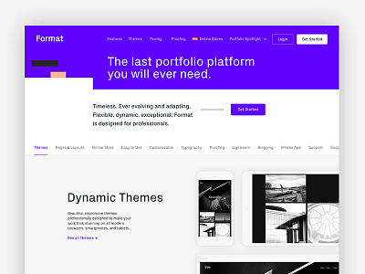 Format Features Page clean design format header page portfolio simple site