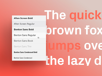 Format Features Page – Typography font gradient interface select simple text typography