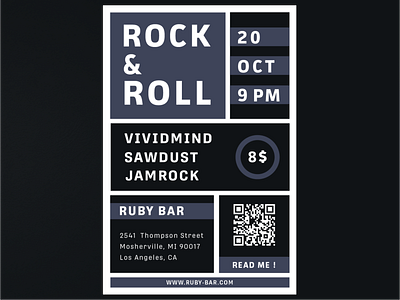 Rock & Roll Poster branding clean event flyer minimal minimalist music poster print design typography vector