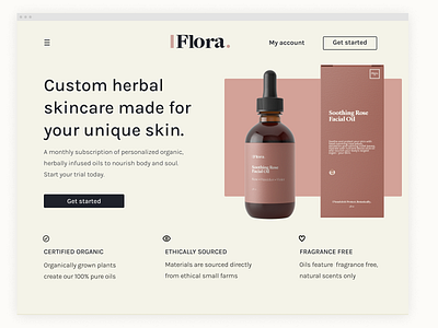 Landing Page Design for Flora Skincare branding design illustration logo web design