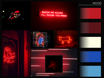 Neon Mood black mood mood board moodboard neon red skull