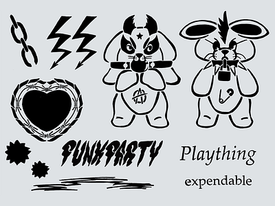 PUNKPARTY Stencil Designs branding bunny design easter illustration mascot monotone naive stencils vector