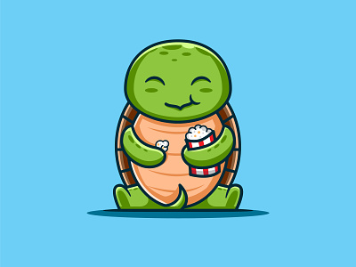 cute popcorn turtle 🐢🍿 animal art cartoon character color cute design drawing fish graphic green head isolated kids mascot nature sea turtle water wildlife