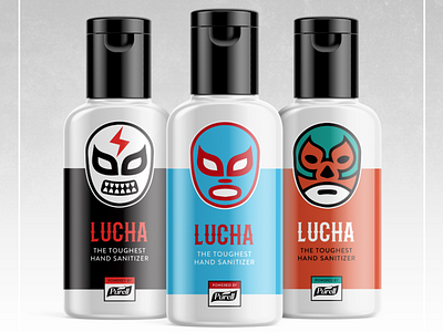 Lucha Hand Sanitizer black blue luchador orange product product branding purell