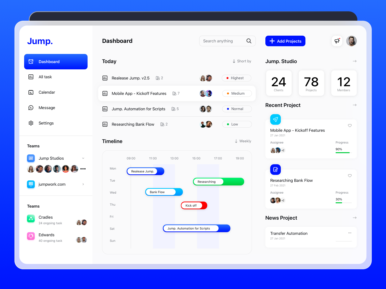 Jump. Studio Dashboard by Ngo Bao on Dribbble