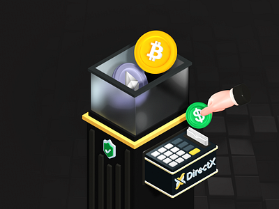 Bank Transfer to Cryptocurrency 3d crypt crypto design ui