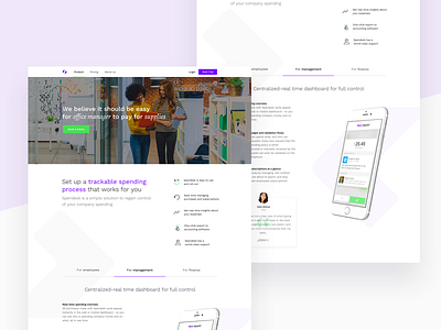 Spendesk • Product Landing Page bright clean efounders fintech homepage landing light product saas startup studio ui