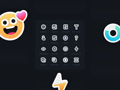Once | Stickers-style icons art direction brand identity branding design design system icons instagram stories styleguide ui vector