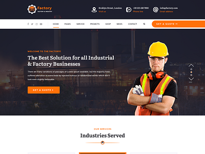 Buy Factory WordPress Theme For Factory Related Service