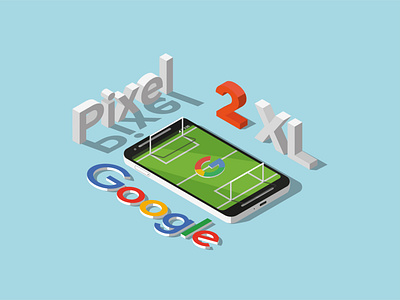 Google Pixel 2 XL in isometric style