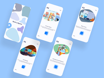 Self Storage Rental Onboarding app design figma iphone mobile mobile ui movers movers and packers moving progress rentals self storage space splashpage splashscreen storage uiux ux