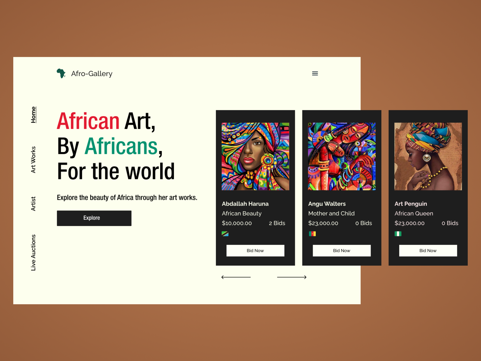AfroGallery African Art Store by Daniel Amorue on Dribbble