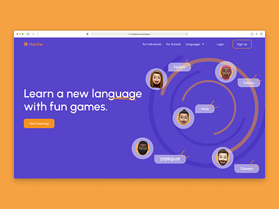 Harshe Language Learning Website app design figma memoji ui uidesign uiux ux web design website