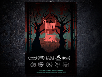 Tiempo en el bosque Poster animation art branding design illustration shortfilm indiefilm silhouette typography