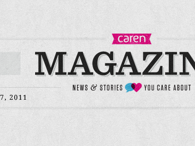 Caren, News & Stories You Care About header typography