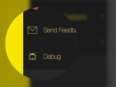 Debug option on the menu bug email icon ios iphone mail menu mobile side sketchapp ui yellow