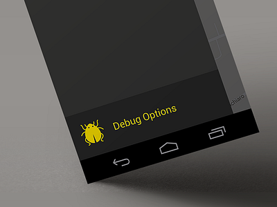 Debugging Android android bug dark debug icon menu mobile options side sketchapp ui yellow