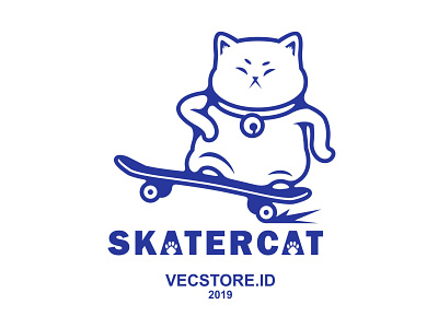 Skatercat apparel cartoon cartoons cat character design digital fun illustration maneki neko object skate skateboard vector