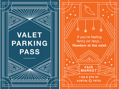 Valet Pass art deco line art ticket