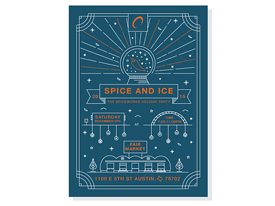 Spiceworks Holiday Party Card holiday card illustration line line art party