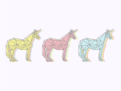 Three Unicorns animals geometric triangles unicorn unicornio vector