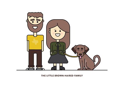 Little Brown-Haired Family dog family illustration vector