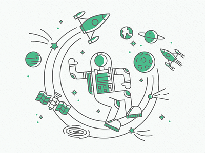 Astronaut astronaut illustration line art offset space vector