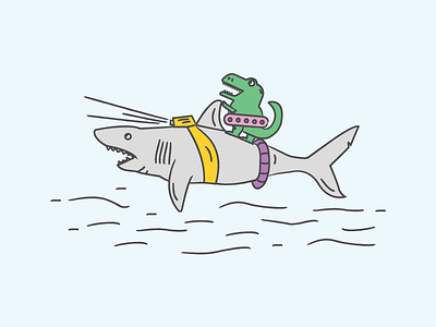 T-Rex on a Shark