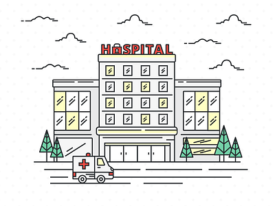 Hospital ambulance building hospital illustration