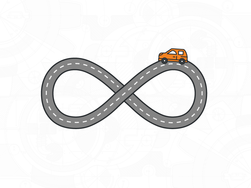 Infinity car car illustration infinity loop road