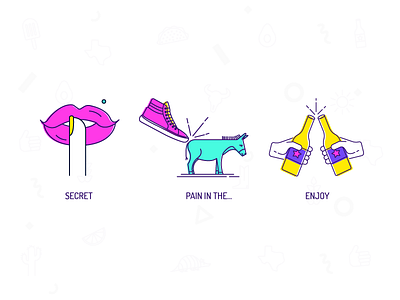 FSG illos beer donkey illustration line art lips neon secret