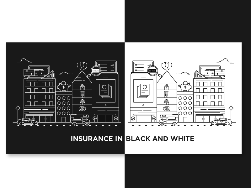 Insurance in black and white black and white car flat icon illustration insurance