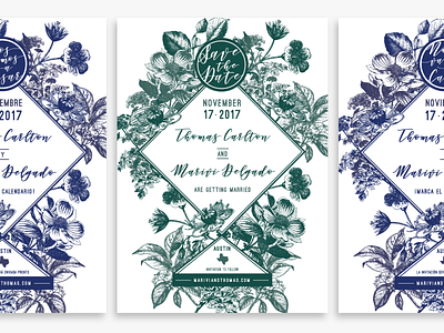Save the Date botanical flowers geometrical save the date wedding