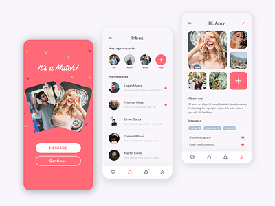 Dating app concept app chat dating dating app minimalistic modern profile ui ui ux ui design
