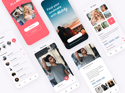 Matchy: A dating app concept app app design branding chat dating app dating app design design flat minimal modern profile ui uiux ux