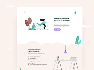 Greener: A solution to responsible living colors design eco ecology flat illustration landing page minimal minimalistic modern typography ui uiux ux