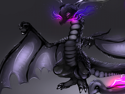 Black dragon animal character character design digital art digitalart dragon fantasy illustration rocioam7