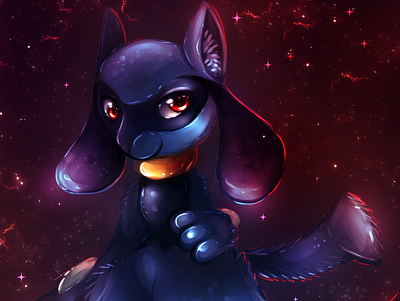 Riolu animal character digital art digitalart fanart fantasy illustration pokemon rocioam7 videogame