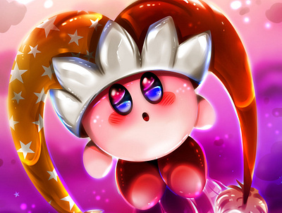 Towards the stars cartoon character digital art digitalart fanart fantasy game illustration kirby rocioam7 videogame