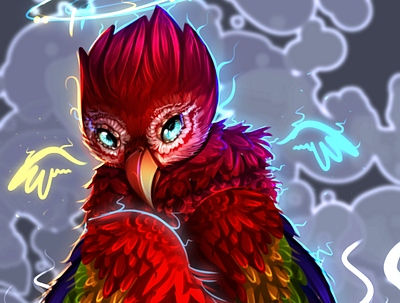 Rainbow animal bird character digital art digitalart fantasy illustration original character rainbow