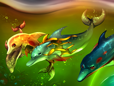 The Hymn of unity animal character character design delfin digital art dolphin ecco the dolphin fanart fantasy illustration sega videogame videogame fanart