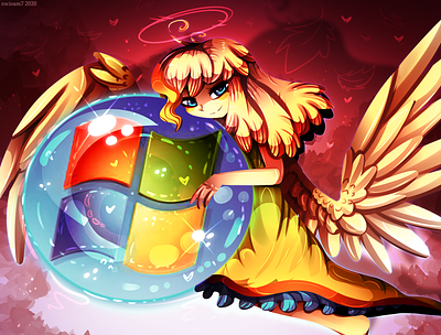 End of Windows 7 angel character character design digital art digitalart fantasy girl illustration rocioam7 windows 7