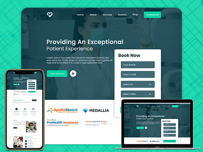 HealthCare - Landing Page Design design doctors health healthcare hospital landing page medical medicine patient pharmaceutical red cross specialists telemedicine ui ux web website