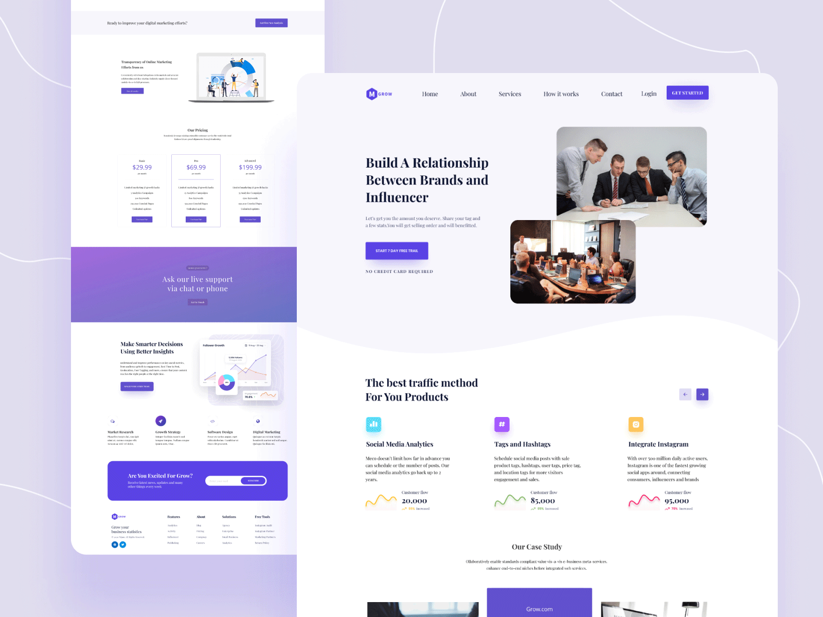 Influencer - Marketing Website clean company dailyui design growth influencer influencer marketing login marketing profile profile page register ui ui design ux web web application web development webdesign website