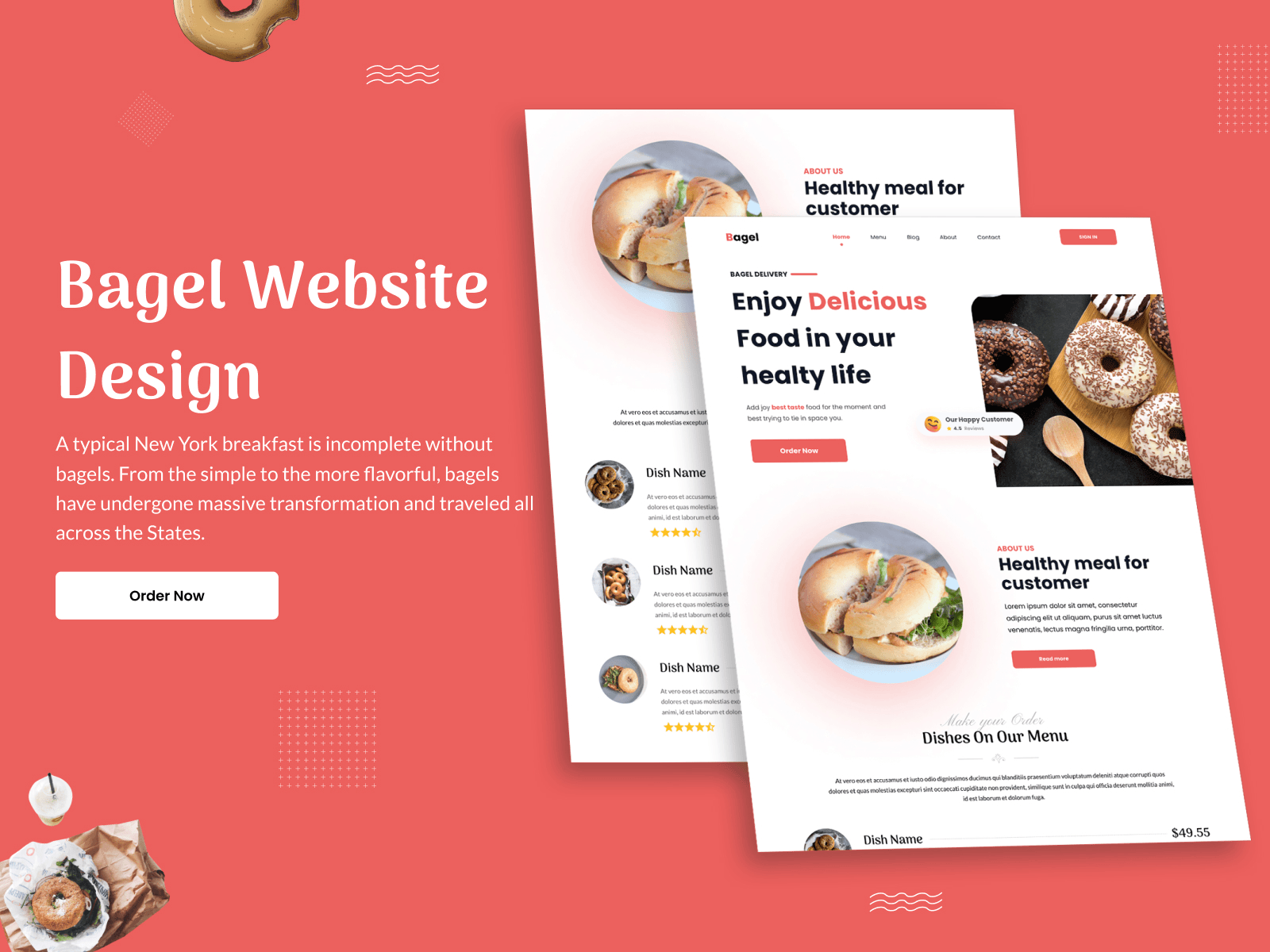 Bagel - Food Landing Page Exploration bagel delivery e commerce food and drink food homepage minimal design online food product restaurant web website