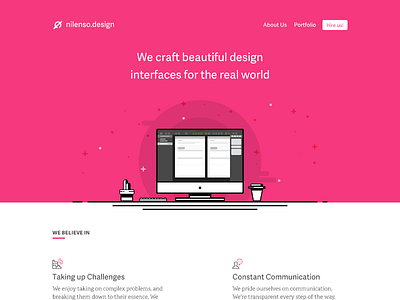 nilenso.design website re-design affinity designer dailyui dailyui003 desk homepage illustration india re design