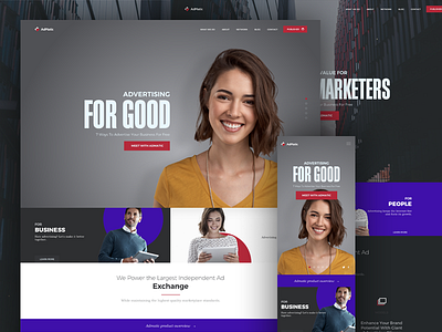Admatic admatic design development homepage landing mobile page responsive ui ux web